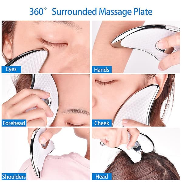 Gua Sha Scraper Facial Massager Face Lifting Slimming Led Light Microcurrent Devices A10 white