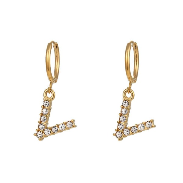 2022 New Stainless Steel 3a Zircon Clear Crystal Letter Charm Hoop Earrings Delicated 18k Gold Plated Initial Earring V
