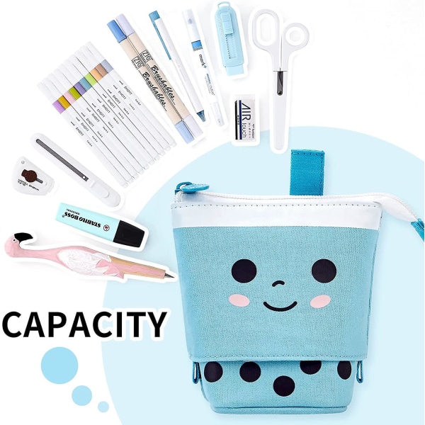 Cute Pencil Case Standing Pen Holder Telescopic Makeup Pouch Pop Up Cosmetics Bag Stationery Office Organizer Box For Girls Students Women Adults