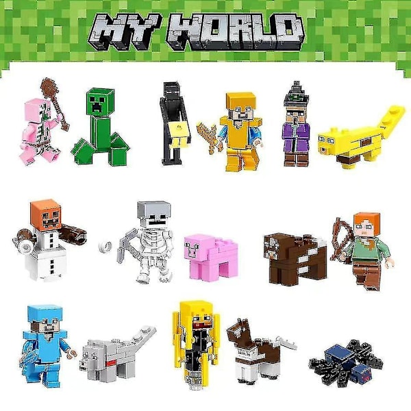 13pcs Figures My World Assemble Building Blocks