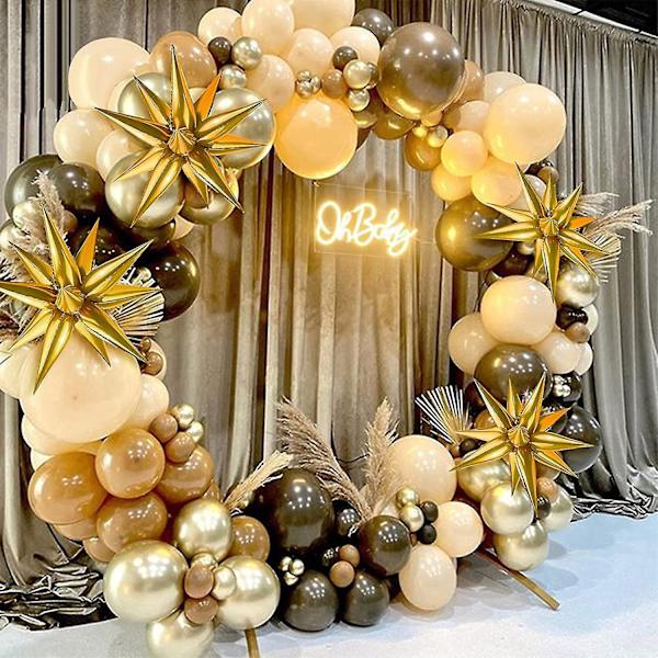 12 Point Star Balloons-50 Pcs Explosion Star Foil Balloons,starburst C Gold