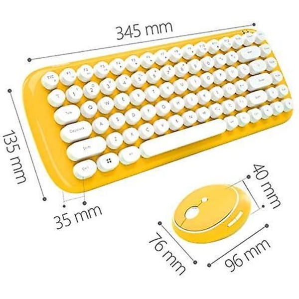 Mini Wireless Keyboard 2.4g Usb Keyboard And Mouse Set, Round Keycap, Multi-color Cute Girly Keyboard... (yellow)