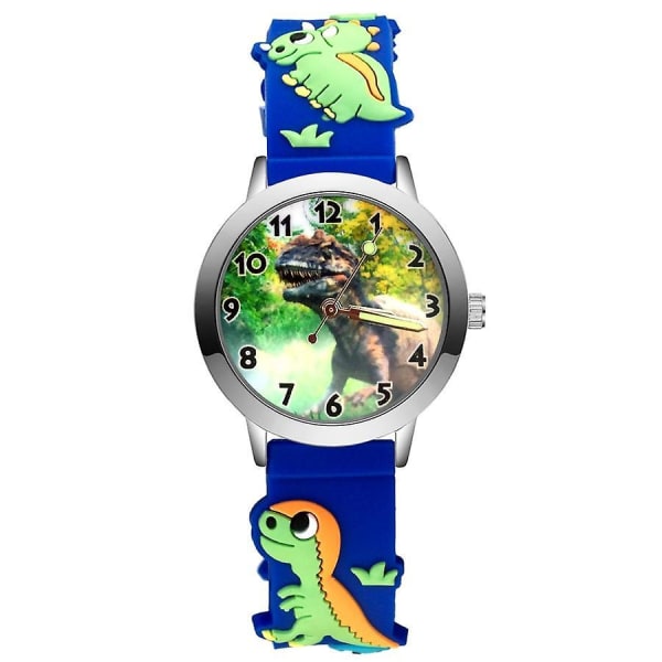 Fashion Cartoon Cute Dinosaur Style Children's Watches Kids Student Girls Boys Quartz 3d Silicone Wrist Watch Blue
