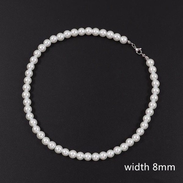 2022 New Trendy Imitation Pearl Necklace Men Temperament Simple Handma 55cm 8mm