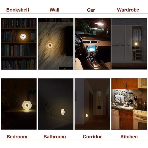 2 Pcs Wireless Touch Lamp,dimmable Self-adhesive Night Light,battery Operated Led Lamp,warm Light Wa