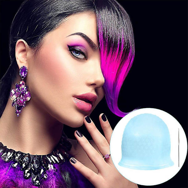 Silicone Highlight Cap Set Color Hair Reusable Salon Staining Tool Blue