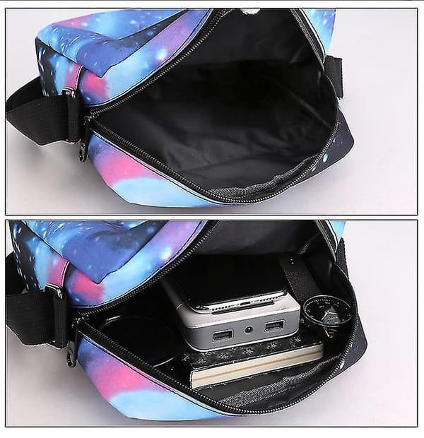 Lilo & Stitch Stitch Backpack, Shoulder Bag, Pencil Case, Black Student Schoolbag, Three-piece Set, Starry Blue