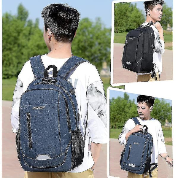 Student School Bag Usb Charging Travel Bag Computer Backpack Dark gray