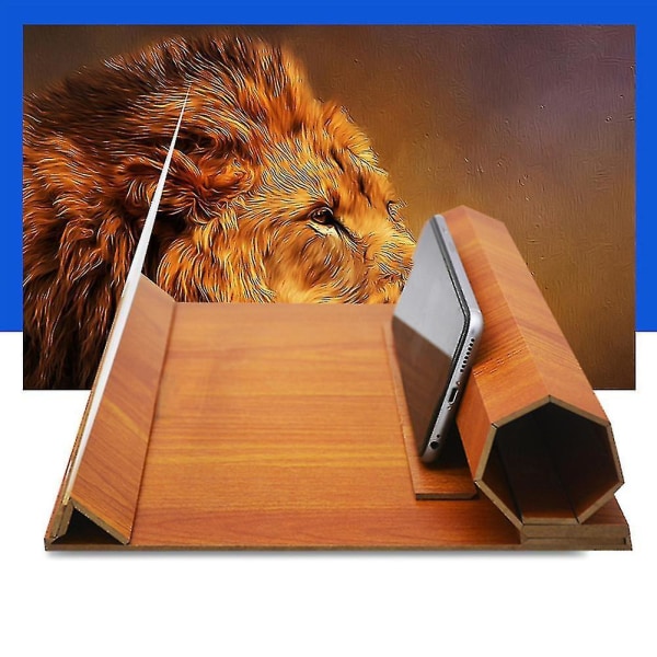 12inch Desktop 3d Screen Magnifier Video Amplifier Stand Holder For Mobile Phone Walnut Color