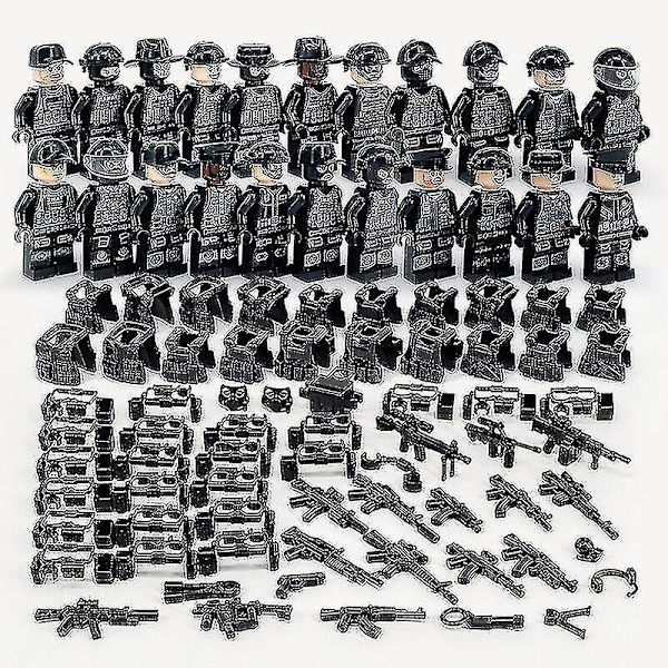 Building Block Series Black Special Police Off-road Vehicle Suit Small Particles Assembled Minifigure Toy