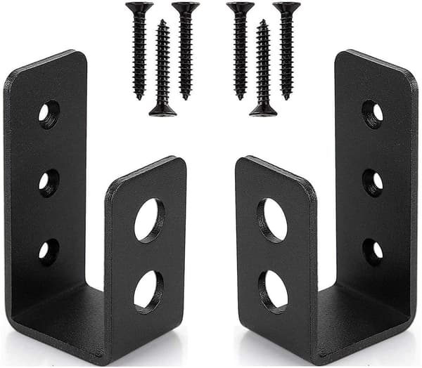 2 Pack Heavy Duty Steel Door Brackets For 2x4 Door, U-shape Security Bar