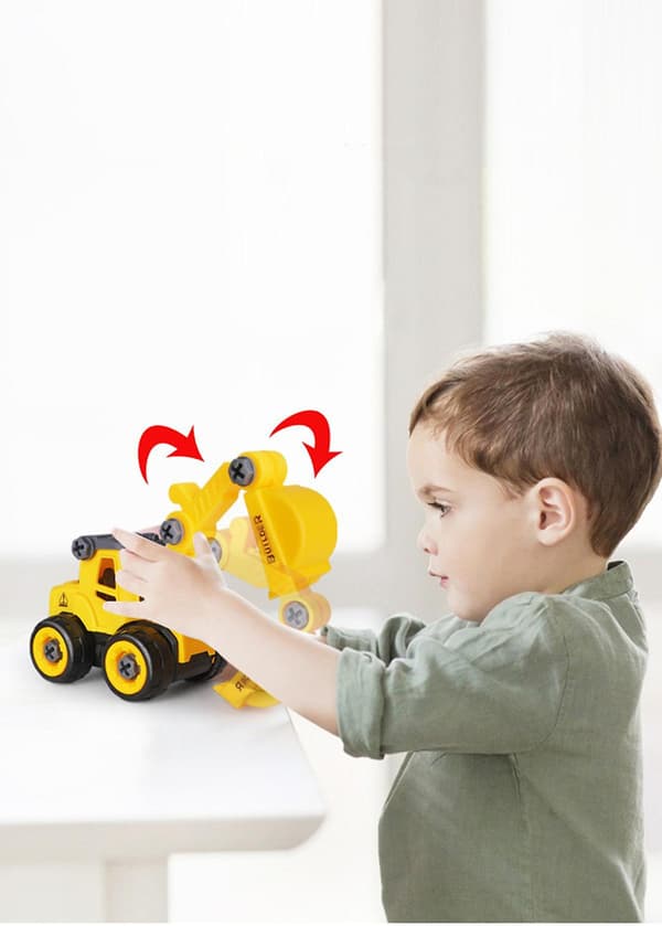 Diy Assembled Toy Car Box Engineering Vehicle Pile Driver Road Roller Bulldozer Excavator Simulation Car