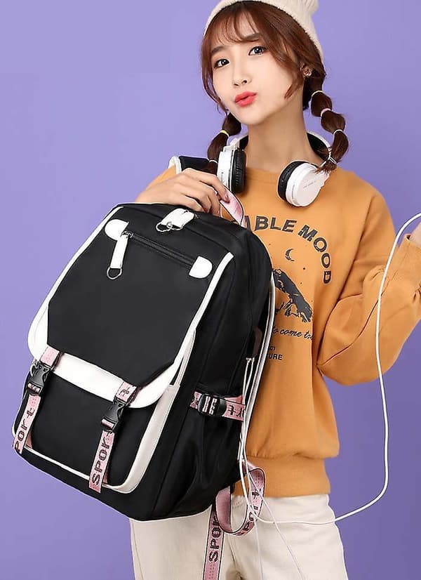 Miman Leisure Backpack Travel Bag Student School Bag blue