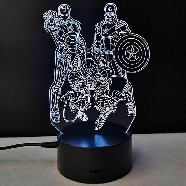 Marvel The Avengers Led Night Light Spiderman Ironman Superhero Lamp