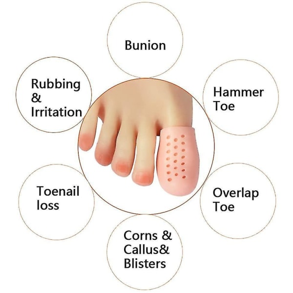 Big Toe Cap Support, Beige Breathable Toe Protector 10 Pack Toe Cover Sleeves With Holes,  Reduce Friction