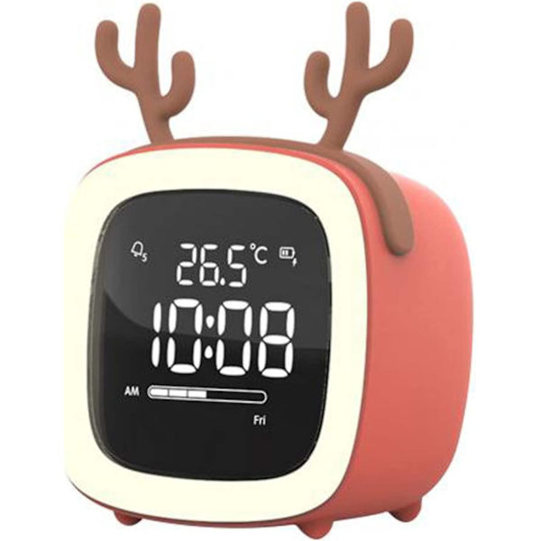 Digital Alarm Clock,mini Portable Cartoon Rabbit Ear Shape Rechargeable Digital Display Led Nigh Light Alarm Clock A906-2385