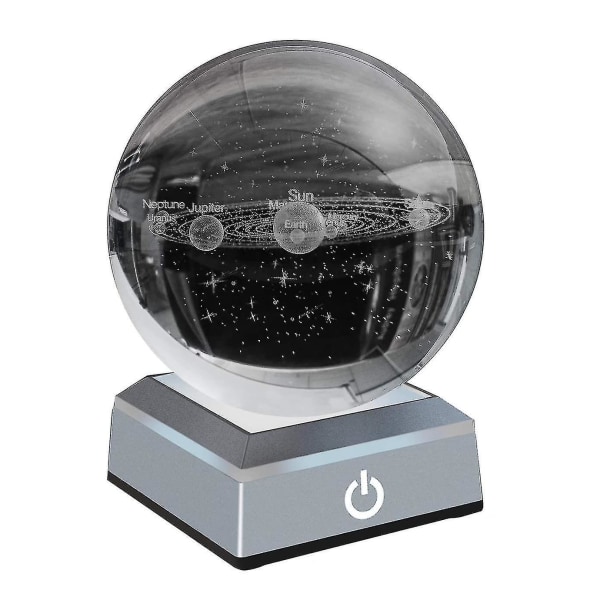 Solar System Crystal Ball 80mm Solar System With Touch Switch Led Light Base Cosmic Model With Planet Name