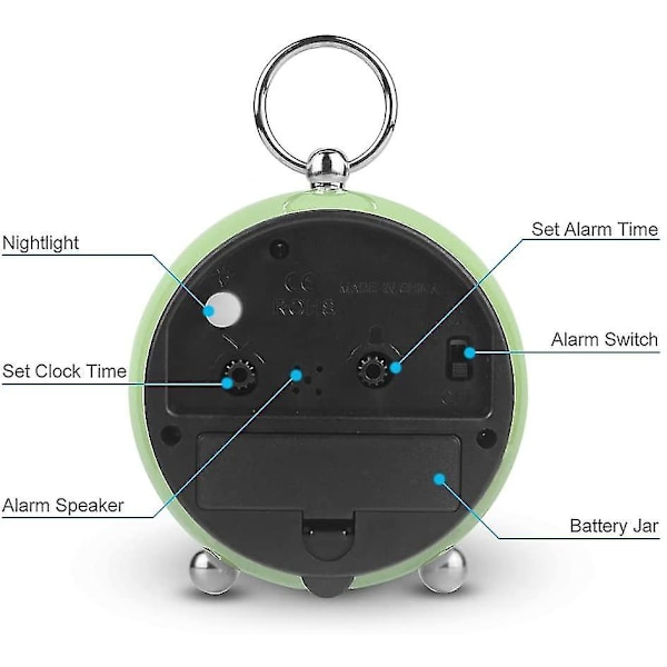 Silent Bedside Clocks Battery Operated Non Ticking Desk Clock Analogue Alarm Clock Bedroom Retro Alarm Clock-bebetter green