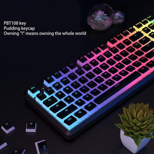 108 Keys/set Pbt Keycaps Pudding Backlight For Mechanical Keyboard Oem Profile Black