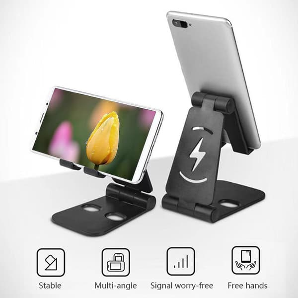 Portable Foldable Adjustable Mini Phone Tablet Vedio Desk Braket Stand Holder Black