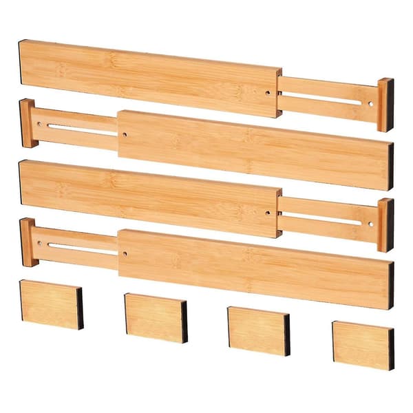 1 Set Drawer Divider Expandable Adjustable Bamboo Easy To Install Organizer Separators For Kitchen