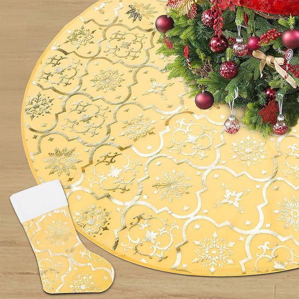 Snowflake Christmas Tree Skirt -120cm Gold