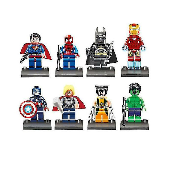 2023-8pcs Batman Hulk Superman Mini Figures Building Blocks Toys