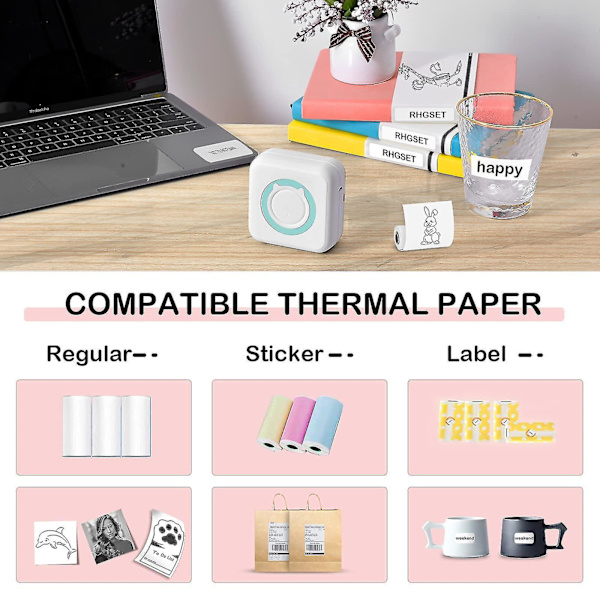 Mini Pocket Sticker Printer, Bluetooth Wireless Portable Mobile Printer Machine Thermal Printer For Notes, Memo, Photo, Pocket Label Receipt Printer C option 5