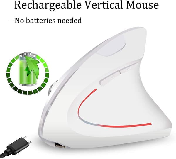 Wekity Right Handed Wireless Ergonomic Rechargeable Vertical Mouse With 4 Adjustable Dpi white