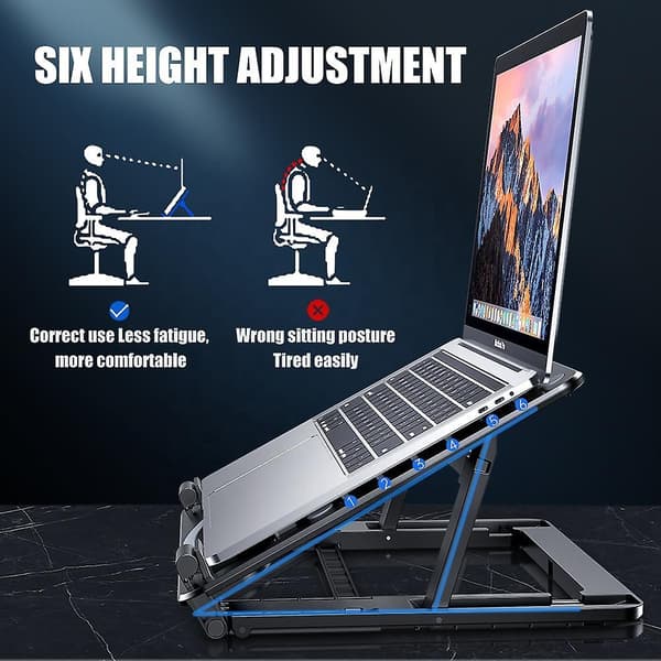 New Height Adjustable Laptop Cooling Stand Riser With 2 Cooling Fans