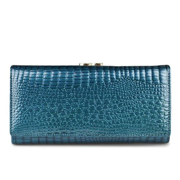 Mode Læder Damepunge Lang Damepung Clutch Pengepung Telefonpung Kortholder Blue