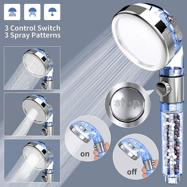 Negative Ion Shower, Pressurized, Water-saving, Hand-held Shower Head Shower Set