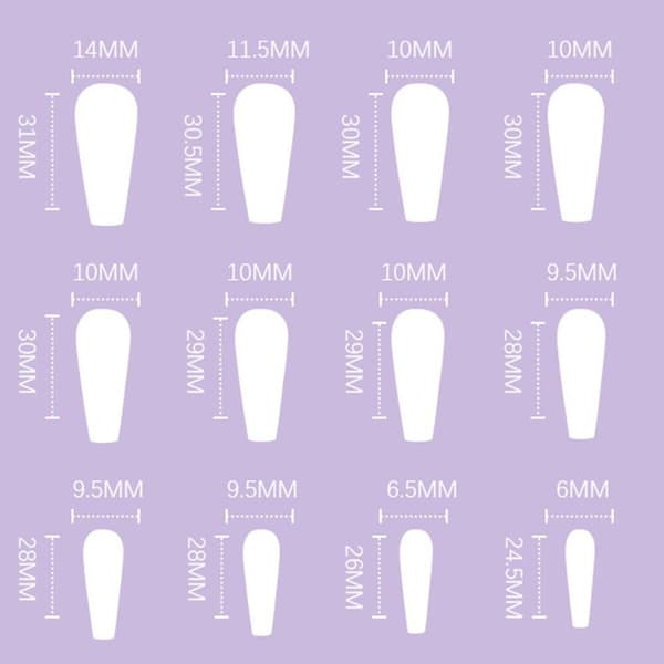 24 Pcs Press On Nails Fake Nails Blue Clear