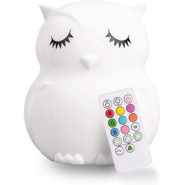 Owl Kids Night Light, Huggable Nursery Light For Baby And Toddler, Silicone Led Lamp, Remote Operated, Decor, Usb Rechargeable Battery, 9 Colors