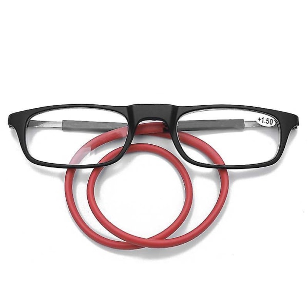 Reading Glasses High-grade Tr Magnetic Absorption Hanging Neck Funky Readers Glasses Red 1.75 Magnification