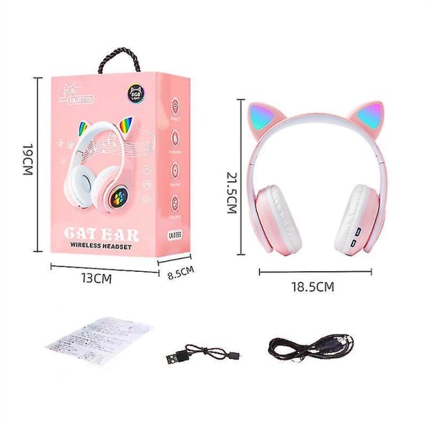 Wireless Bluetooth Headset, Cute Cat Ear Shape, Cat Ear Indepen PINK
