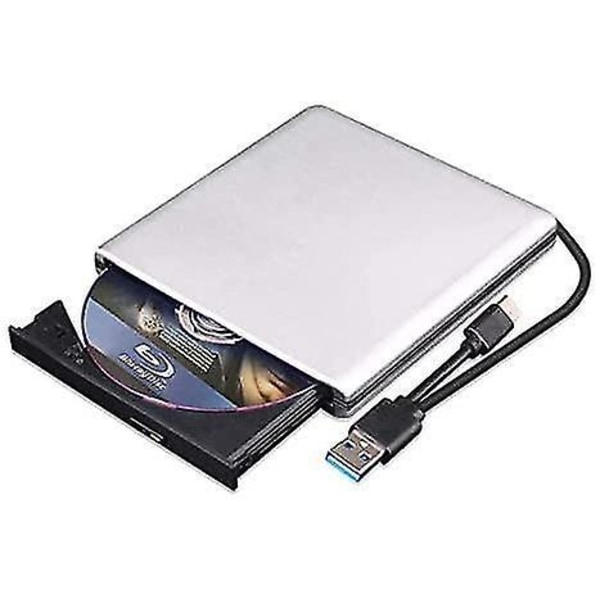 External  Dvd Drive 3d, Usb 3.0 And Type-c  Cd Dvd Reader Slim Optical Portable  Drive For Macbook Os Windows Xp/7/8/10, Laptop Pc (silver-grey)