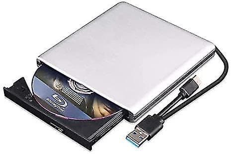 External  Dvd Drive 3d, Usb 3.0 And Type-c  Cd Dvd Reader Slim Optical Portable  Drive For Macbook Os Windows Xp/7/8/10, Laptop Pc (silver-grey)