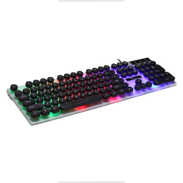 Glowing Keyboard With Round Keycaps For Pc/laptop Gaming Backlit Keyboard For Computer Gamers Black
