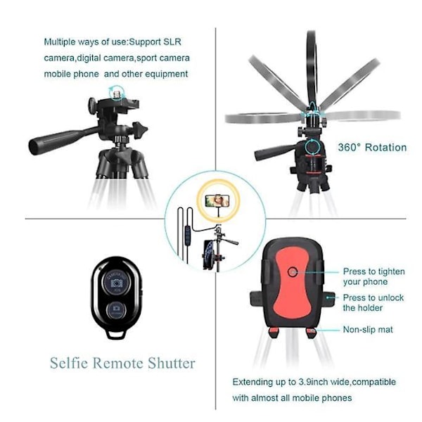 Ring Lamp Led Ring Light Selfie With Tripod Ring For Selfie Phone Video Photography Lighting A