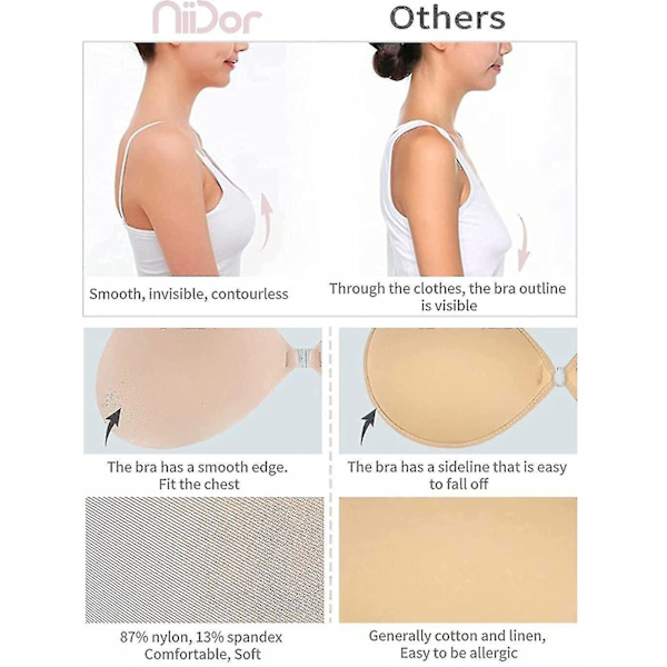 Adhesive Bra Strapless Sticky Invisible Push Up Silicone Bra For Backless Dress With Nipple Covers Nude