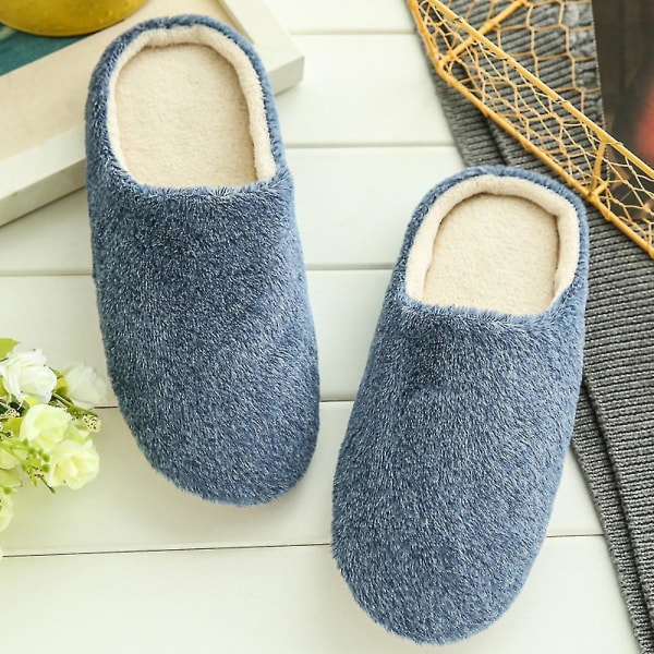 Plush Fleece Indoor Slippers Winter Shoes For Women Navy Blue 36-37