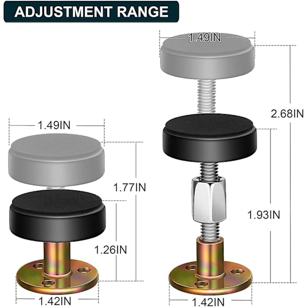 Adjustable Threaded Bed Frame Anti-shake Tool, Headboard Stoppers,4pcs
