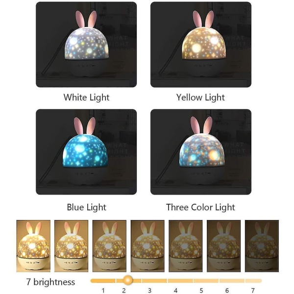 2022 New Night Light Children's Light Star Projector 360 Music Rotary Night Light + Timer + Remote Control + 6 Colors