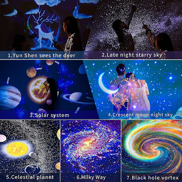 7 In 1 Star Planetarium Projector 360 Rotating Led Galaxy Night Lights Lamp Compatible With Bedroom Ceiling Room Decor Kids Gifts