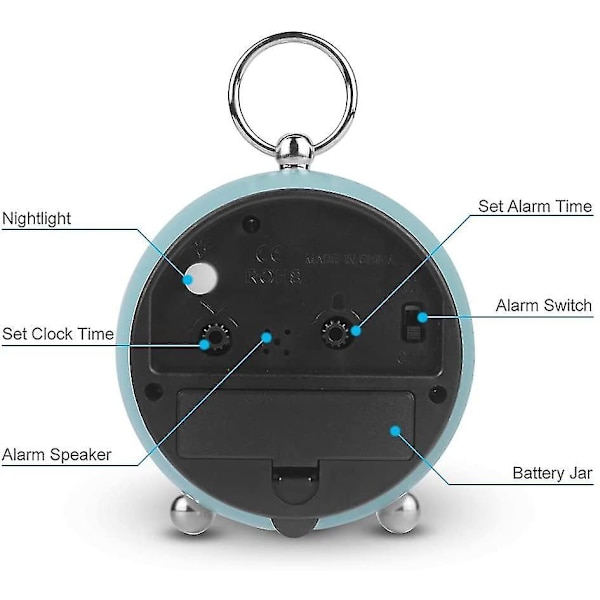 Silent Bedside Clocks Battery Operated Non Ticking Desk Clock Analogue Alarm Clock Bedroom Retro Alarm Clock-bebetter cyan