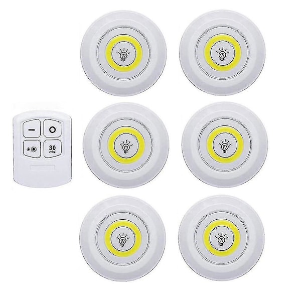 Batteridrevet Dæmpbar LED - Underskabslampe Med Fjernbetjening 1 Kontrolenhed 6 Lamper Kold Hvid