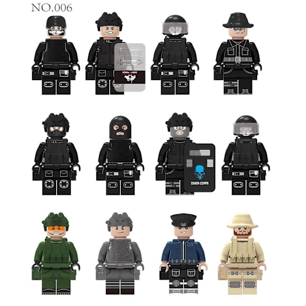 12pcs Special Police Minifigure Building Block Doll Small Particle Assembled Doll Toy
