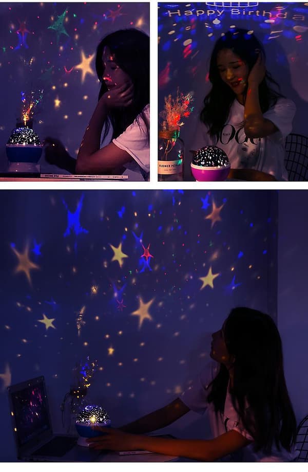 Projector Rotating  Decoration Scene Layout Flashing Lights String Lights Starry Night Light Unicorn Lights B091-924 Blue
