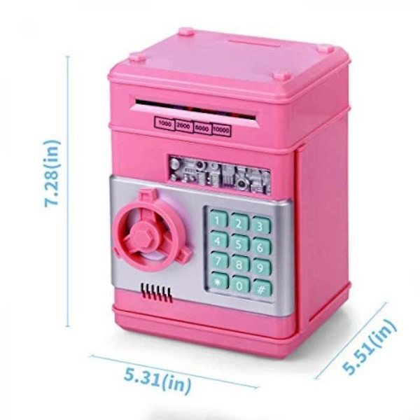 Sparegris, Elektronisk Minibank Passord Kontanter Myntboks Leke For Barn pink